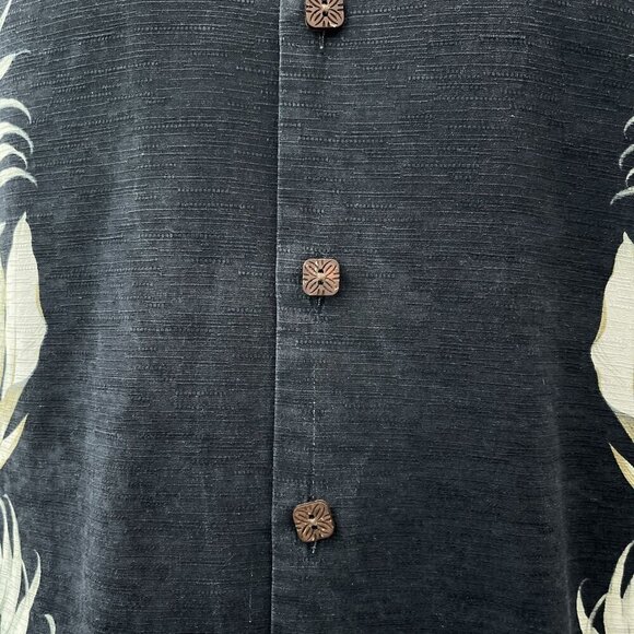 Vintage Jamaica Jaxx Silk Aloha Island Button-Up Shirt Short Sleeve Black Mens L - Picture 5 of 10